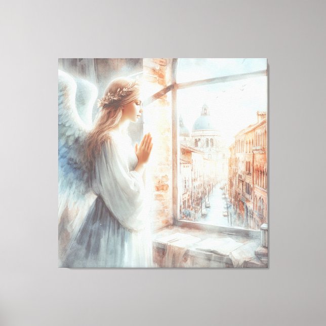 Toile Belle Figure Angélique à l'Aura Blanche Priant (Recto)