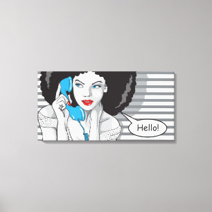 Toile belle fille callling, bonjour, art de POP
