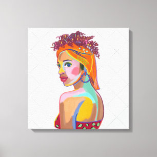 Toile Belle fille colorée Art abstrait Design