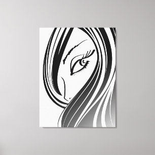 Toile Belle fille visage Wrapped Canvas
