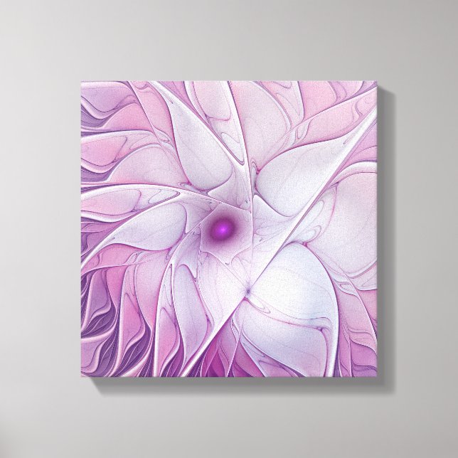 Toile Belle Fleur Rose Moderne Art Fractal Abstrait (Recto)