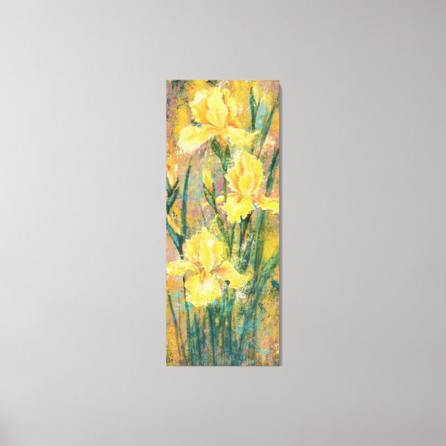 Toile Belle Fleurs de Iris Jaunes - Peinture originale (Recto)