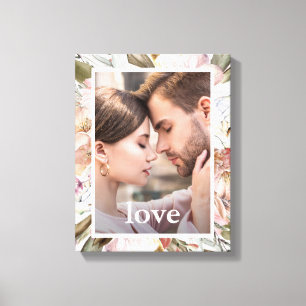 Toile Belle florale avec amour Typographie Photo