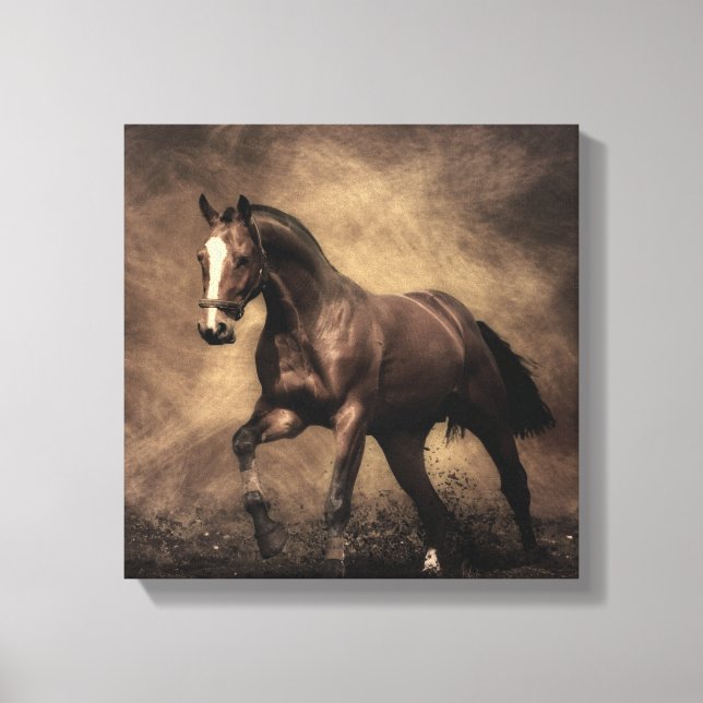Toile Belle housse de coussin de cheval brun (Recto)