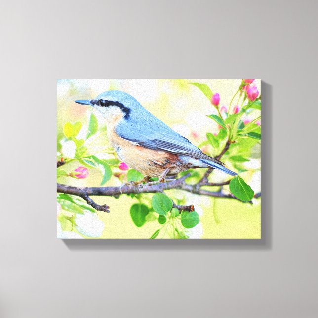 Toile Belle Jay Bleue sur une branche de Berries (Recto)