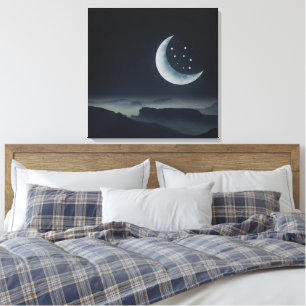Toile Belle Lune de minuit et nuit étoilée