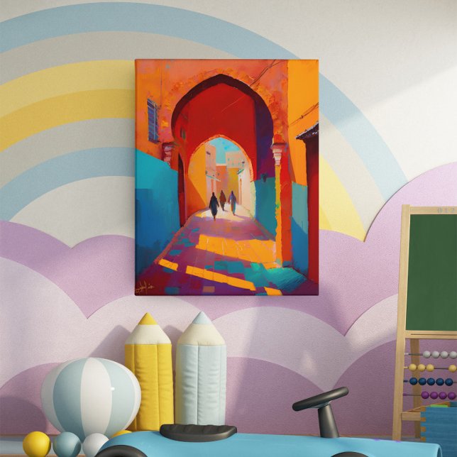 Toile Belle Médina rouge colorée Maroc Marrakech (Créateur téléchargé)