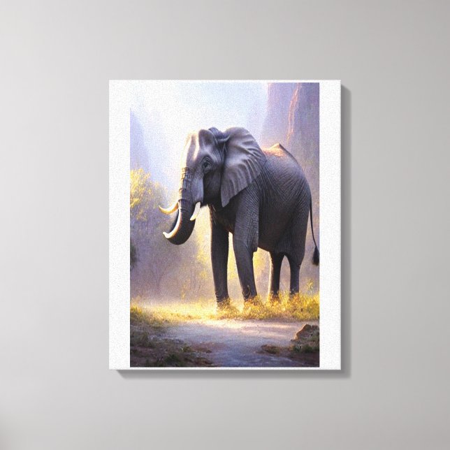 Toile Belle peinture d'un éléphant dans sa nature (Recto)