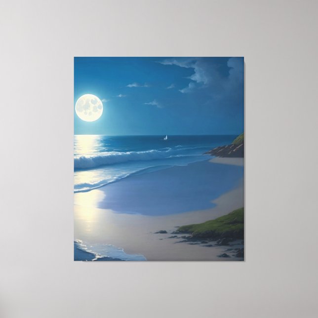 Toile Belle Pleine lune Ocean Art (Recto)