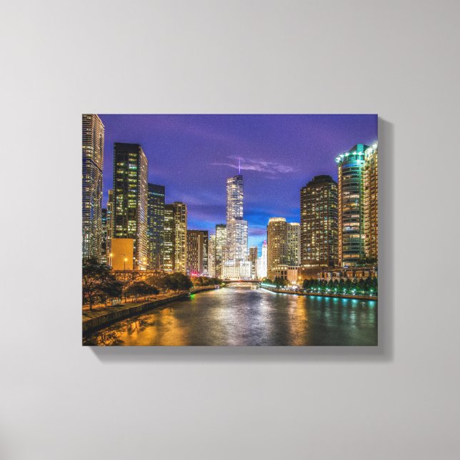 Toile Belle rivière Chicago à Sunset, Illinois (Recto)