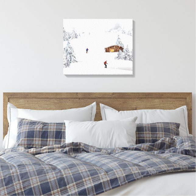 Toile Belle scène d'hiver Cabine Skieurs (Insitu(Chambre))