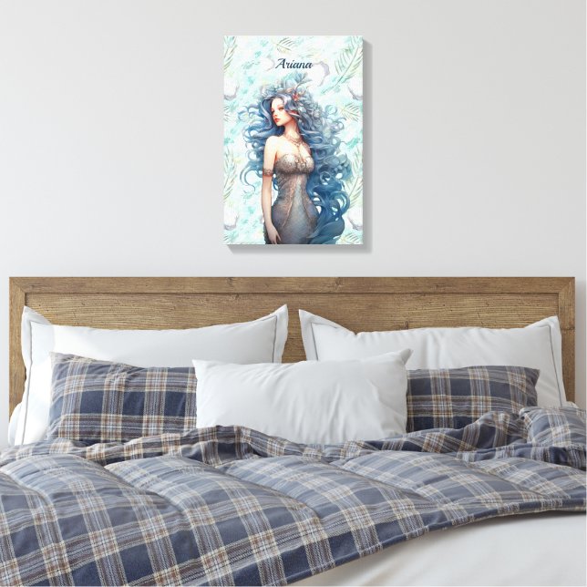 Toile Belle Sirène aux Cheveux Bleus  (Insitu(Chambre))