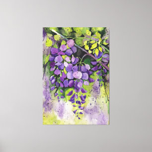 Toile Belles Fleurs De Wisteria En Aquarelle