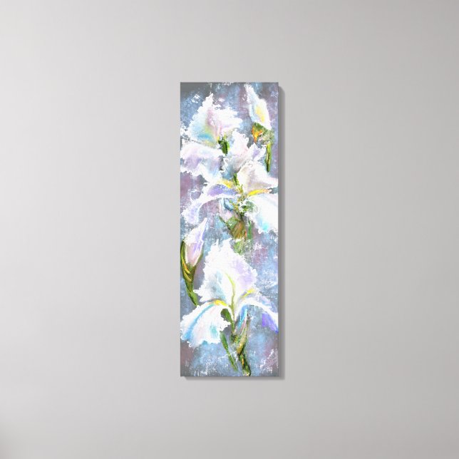 Toile Belles fleurs d'iris blanches - Peinture originale (Recto)