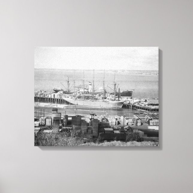 Toile Bellingham, WA Docks Vue des navires de bois (Recto)