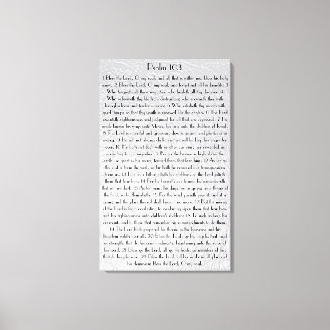 Toile Bénissez le Seigneur O mon âme verset biblique Psa (Recto)