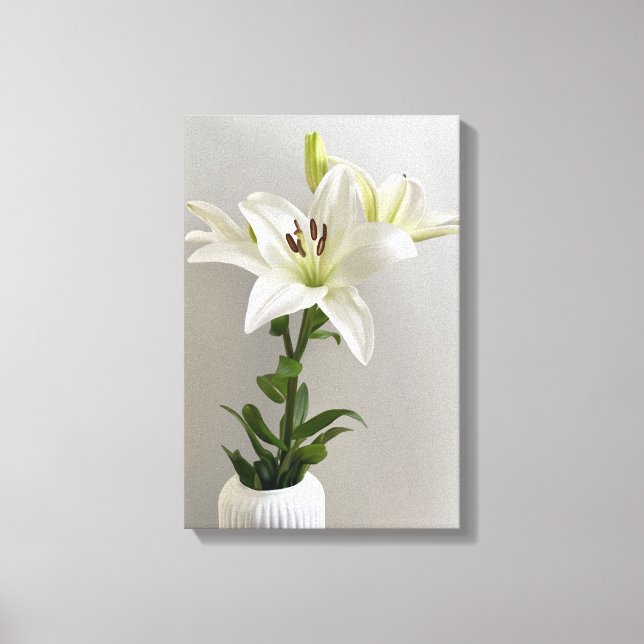Toile Berceuse de lys | Peinture florale simple blanche (Recto)