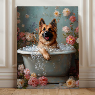 Toile Berger Allemand au bain – Floral capricieux