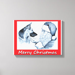 Toile Berger allemand et Père Noël