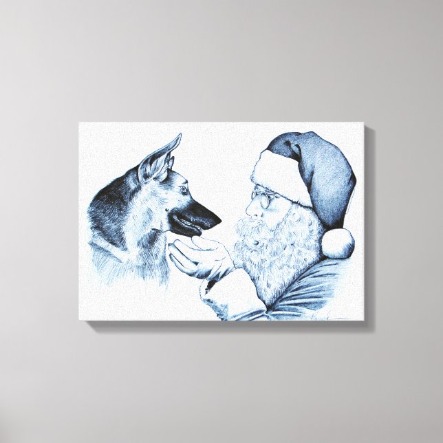 Toile Berger allemand et Père Noël (Recto)