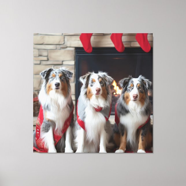 Toile Berger Australien au coin du feu de Noël (Recto)