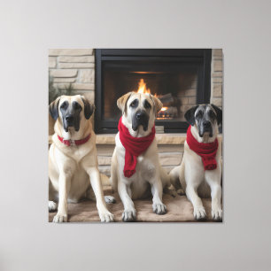 Toile Berger d'Anatolie au coin du feu de Noël