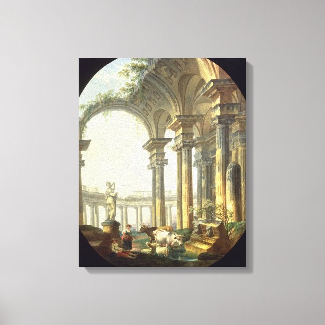 Toile Bergers avec animaux dans un paysage classique (Recto)