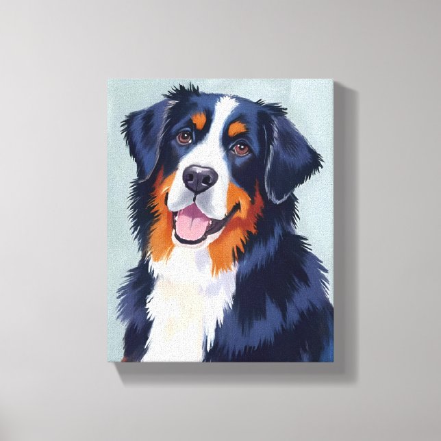 Toile Bernese Mountain Dog | Watercolor Pet Painting (Recto)