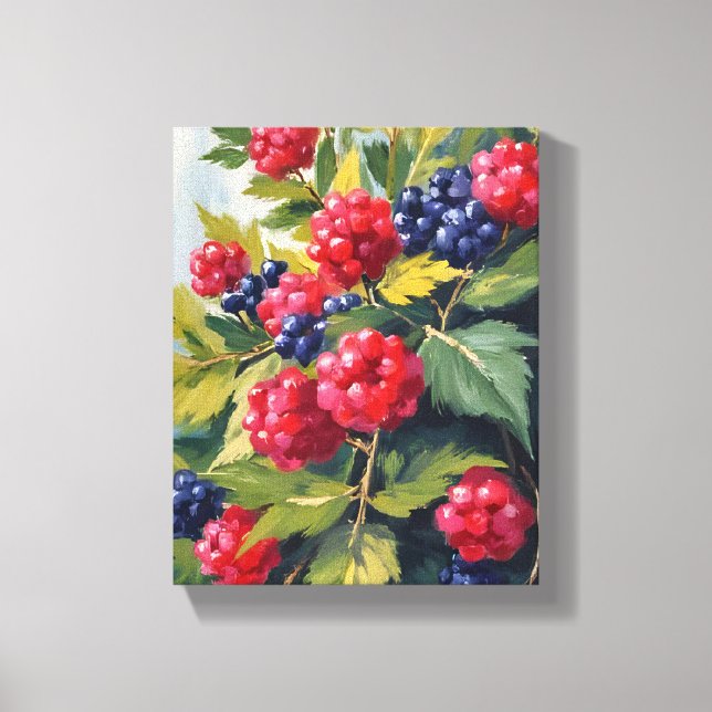 Toile Berry Bush Raspberry Blackberries Watercolor Fruit (Recto)