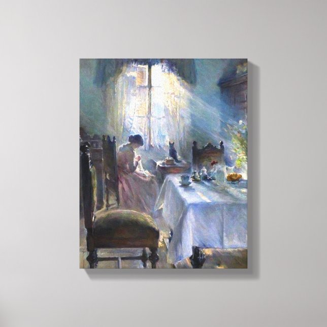 Toile Bertha Wegmann - Femme cousant dans un intérieur (Recto)