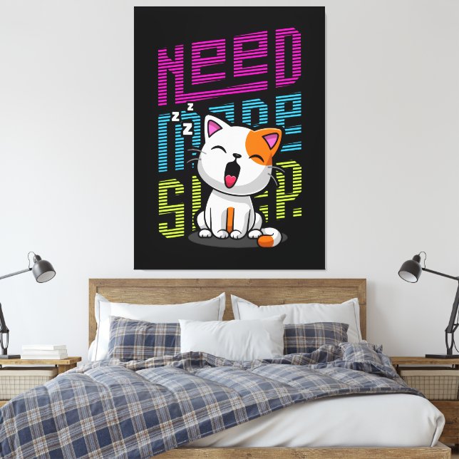 Toile Besoin de plus de sommeil | Funny Cat expression d (Insitu(Chambre))