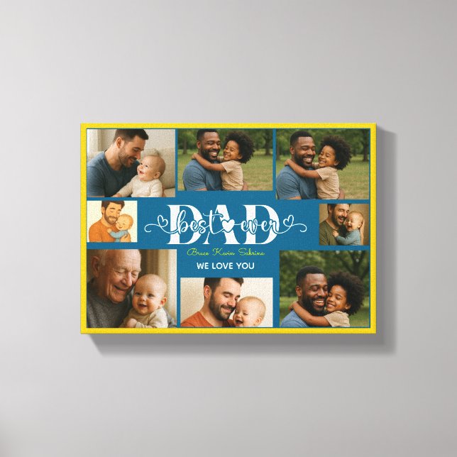 Toile Best Father Ever personalized photo collage (Recto)