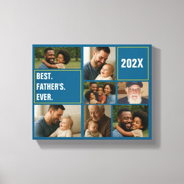 Toile Best Father Ever Photo Collage and Custom Text (Recto)