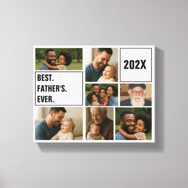 Toile Best Father Ever Photo Collage and Custom Text (Recto)
