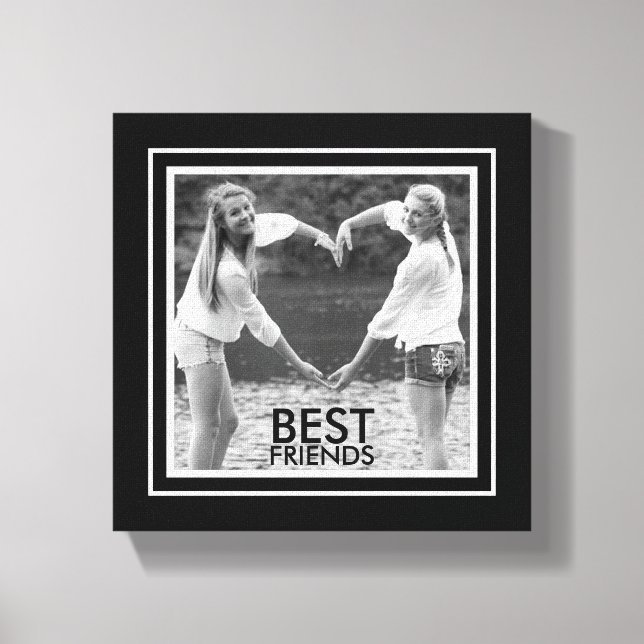 Toile BEST Friends avec cadre photo noir et blanc mignon (Recto)