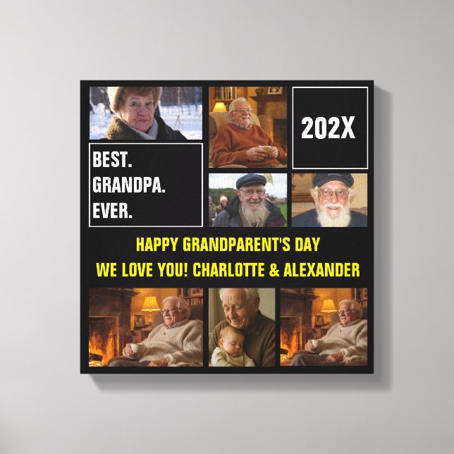 Toile Best Grandpa Ever Photo Collage and Custom Text (Recto)