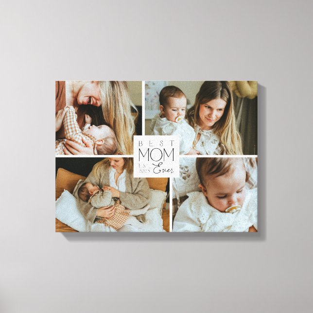 Toile Best Mom Ever 4 Photo Collage Canvas Print Gift (Recto)