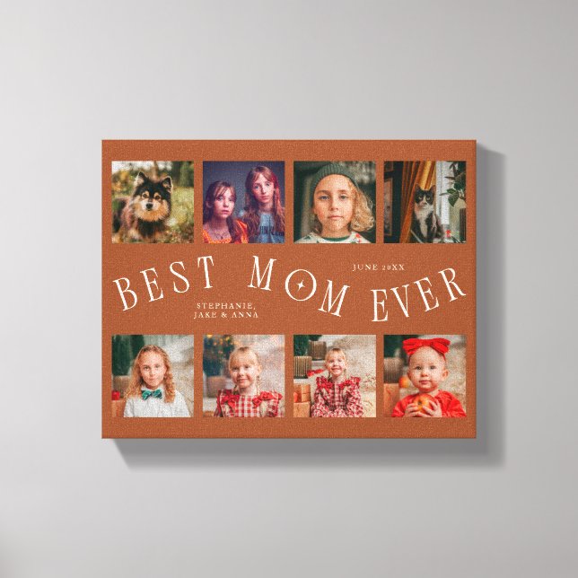 Toile Best Mom Ever 8 Photo Grid Mothers Day Terracotta (Recto)