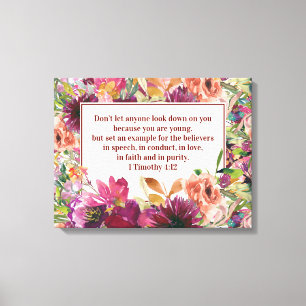 Toile Bible chrétienne florale de Bourgogne Timothy Yout