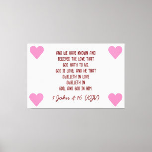 Toile Bible Verse 1 Jean 4:16 (LS) Saint Valentin