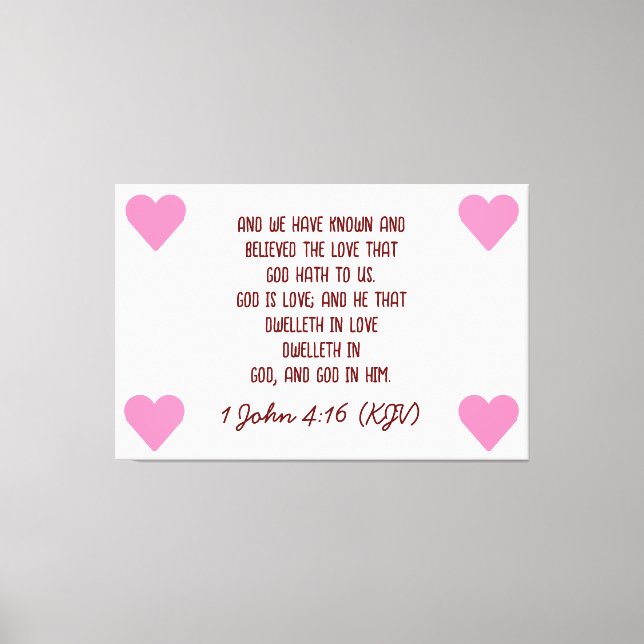 Toile Bible Verse 1 Jean 4:16 (LS) Saint Valentin (Recto)