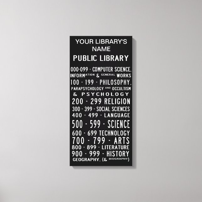 Toile Bibliothèque publique - décimale Dewey sur la toil (Recto)