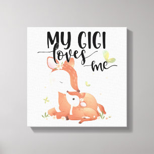 Toile Biche de la forêt et faon Mon Gigi m'aime