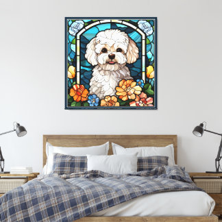 Toile Bichon Frise Faux Verre Tissé Art