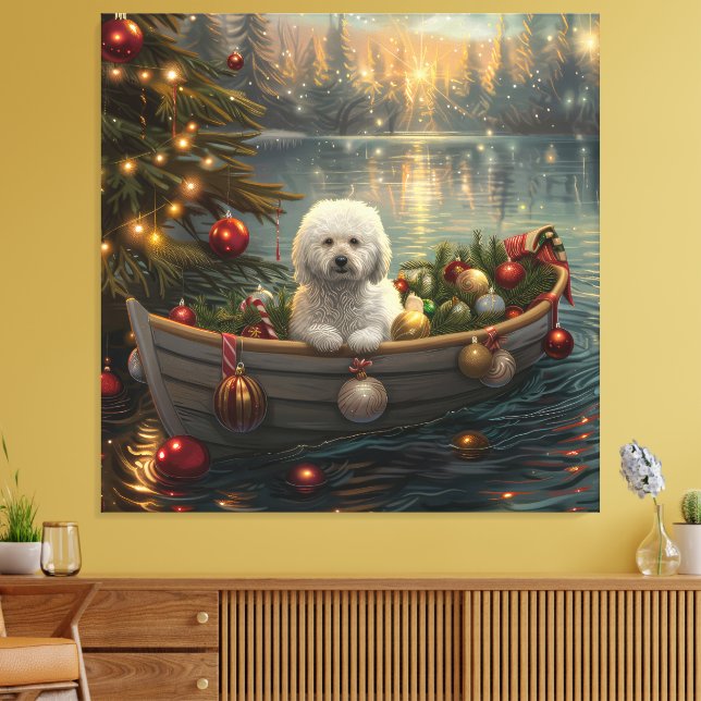 Toile Bichon Frise Noël Festive Voyage (Insitu(Salon))