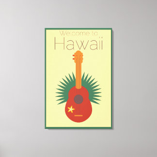Toile Bienvenue À Hawaii Ukulele Retro