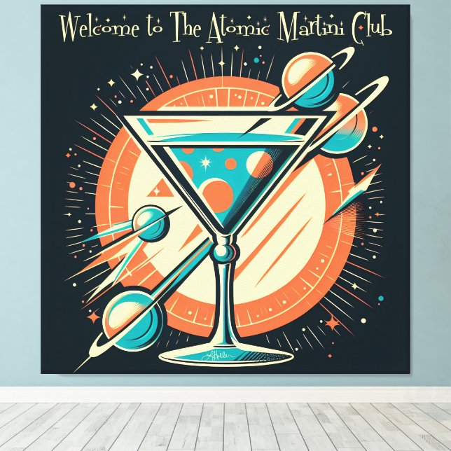 Toile Bienvenue au club Atomic Martini Space Age (Insitu (Plancher de Bois))