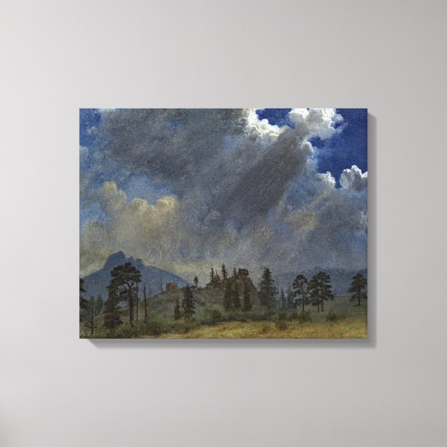 Toile Bierstadt Fir Trees Storm Nuages Peinture (Recto)