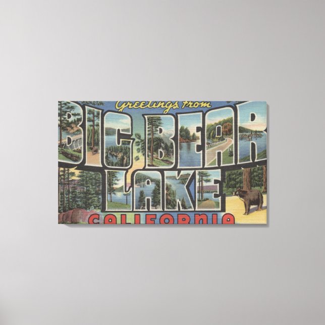 Toile Big Bear Lake, Californie - Grandes lettres Scènes (Recto)