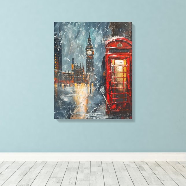 Toile Big Ben et le stand de téléphone rouge (Insitu (Plancher de Bois))
